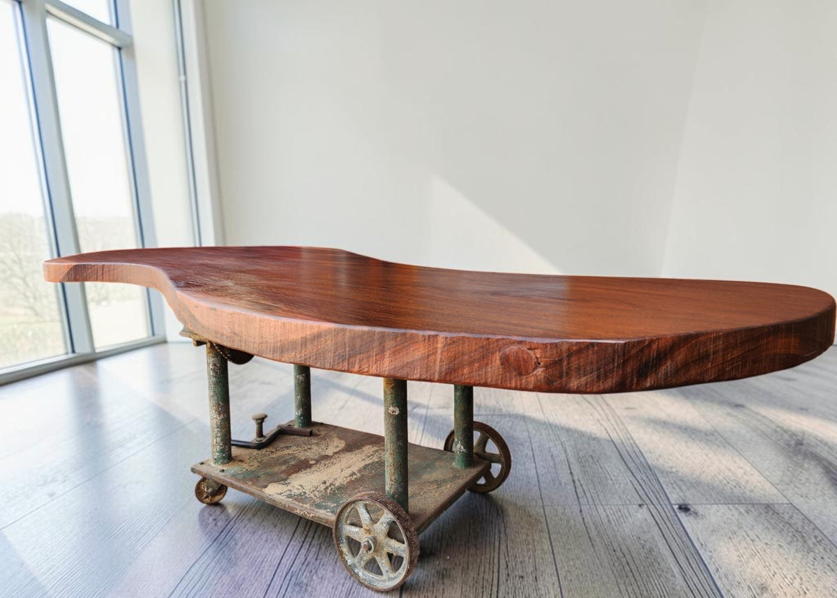 Custom Solid Walnut Freeform / Organic Modern Table Top w Hand-Carved Edge 115