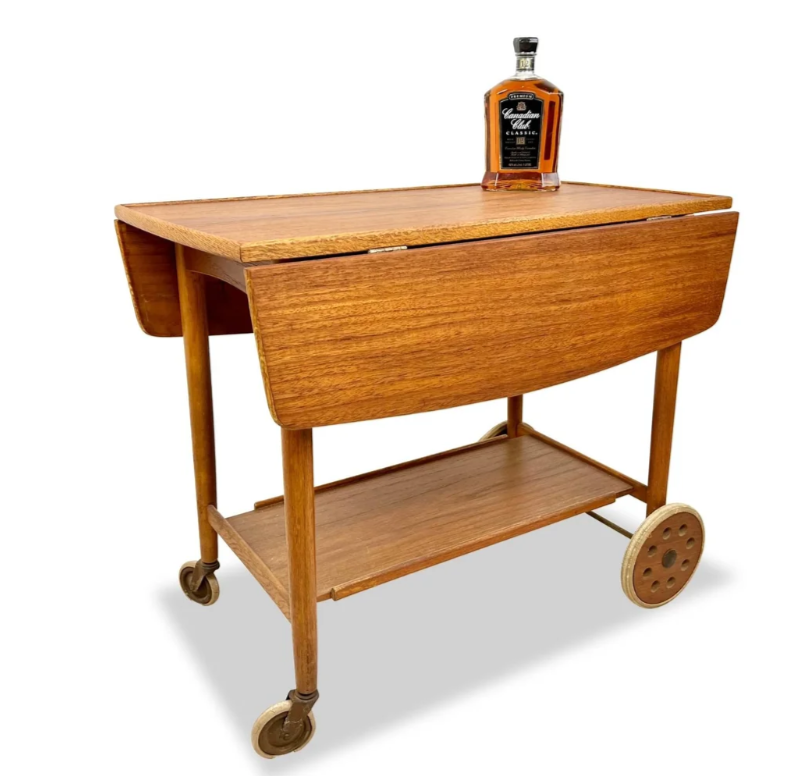 REFINISHED Swedish MCM Teak Bar Cart by Ove Blidberg 