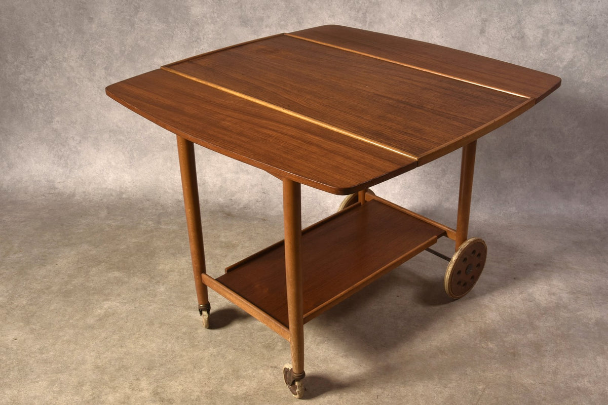 REFINISHED Swedish MCM Teak Bar Cart by Ove Blidberg 