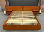REFINISHED Swedish Mid Century Modern Teak Bed w Floating Nightstands Queen 10
