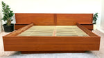 REFINISHED Swedish Mid Century Modern Teak Bed w Floating Nightstands Queen 2