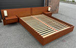 REFINISHED Swedish Mid Century Modern Teak Bed w Floating Nightstands Queen 4