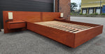 REFINISHED Swedish Mid Century Modern Teak Bed w Floating Nightstands Queen 5