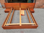 REFINISHED Swedish Mid Century Modern Teak Bed w Floating Nightstands Queen 8