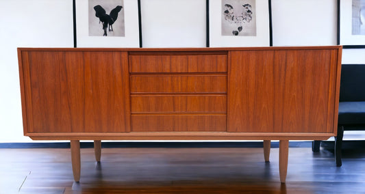 REFINISHED Swedish Mid Century Modern Teak Sideboard 68.5" Narrow