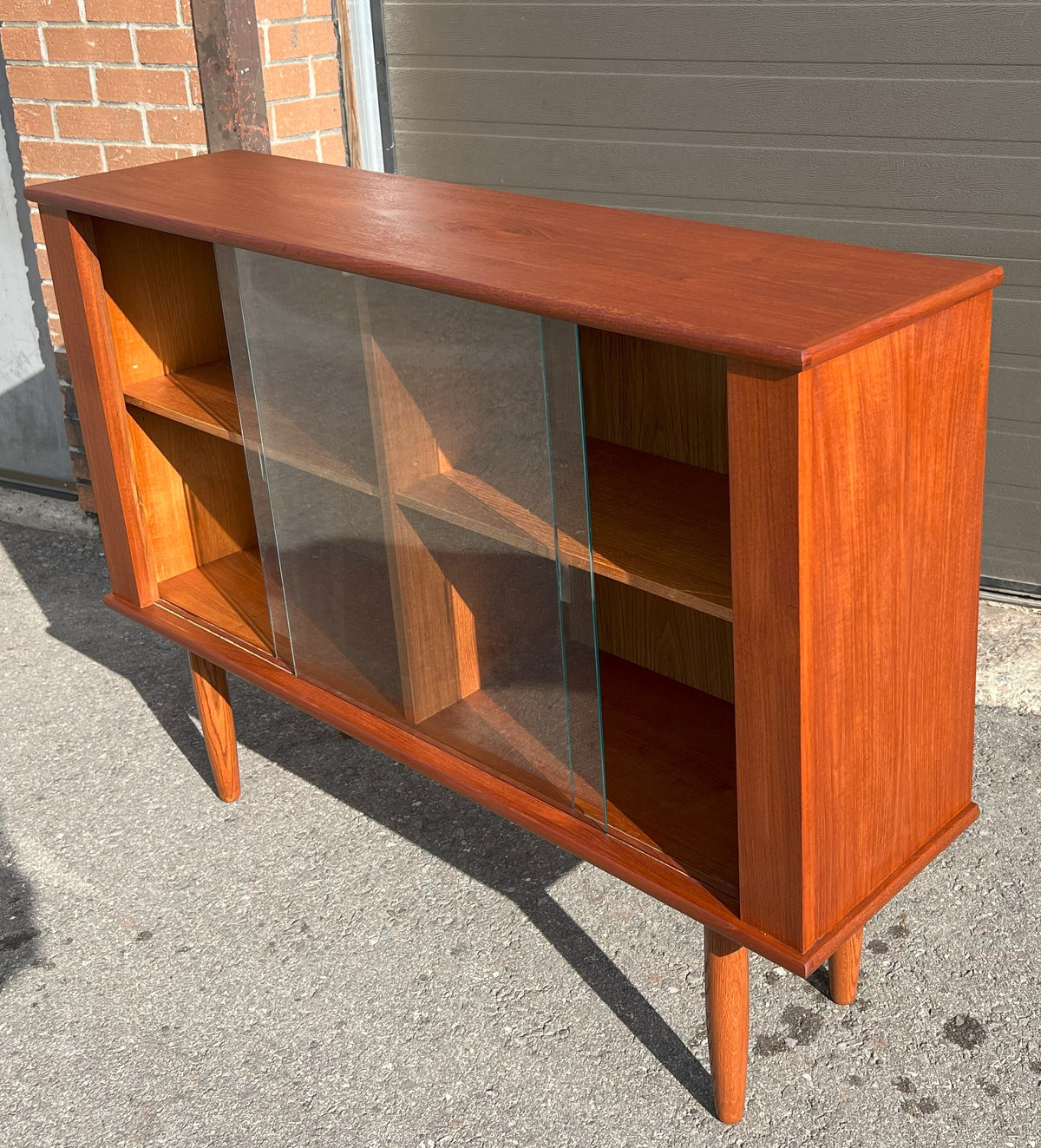 REFINISHED Mid Century Modern Teak Display or Bookcase 48