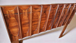 RESTORED Mid Century Modern Walnut Brutalist Headboard and 2 Nightstands or Side Tables 2