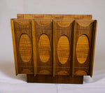 RESTORED Mid Century Modern Walnut Brutalist Headboard and 2 Nightstands or Side Tables 6