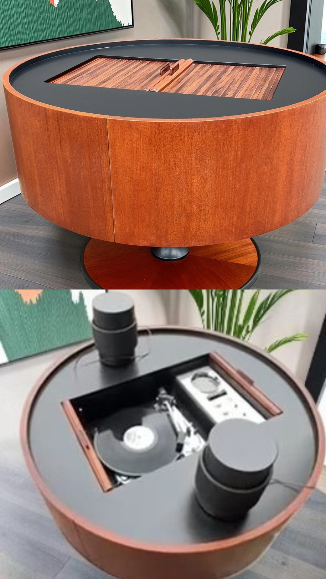 REFINISHED MCM Electrohome Circa 75 Model 703 Circular Stereo Console w Speakers