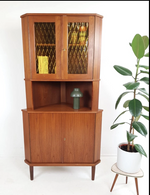 RESTORED Danish Mid Century Modern Teak Corner Cabinet w Bar 14