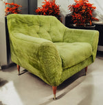 Mid Century Modern armchair with green faux fur upholstery 2