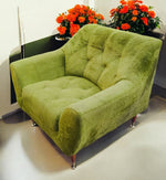Mid Century Modern armchair with green faux fur upholstery 7