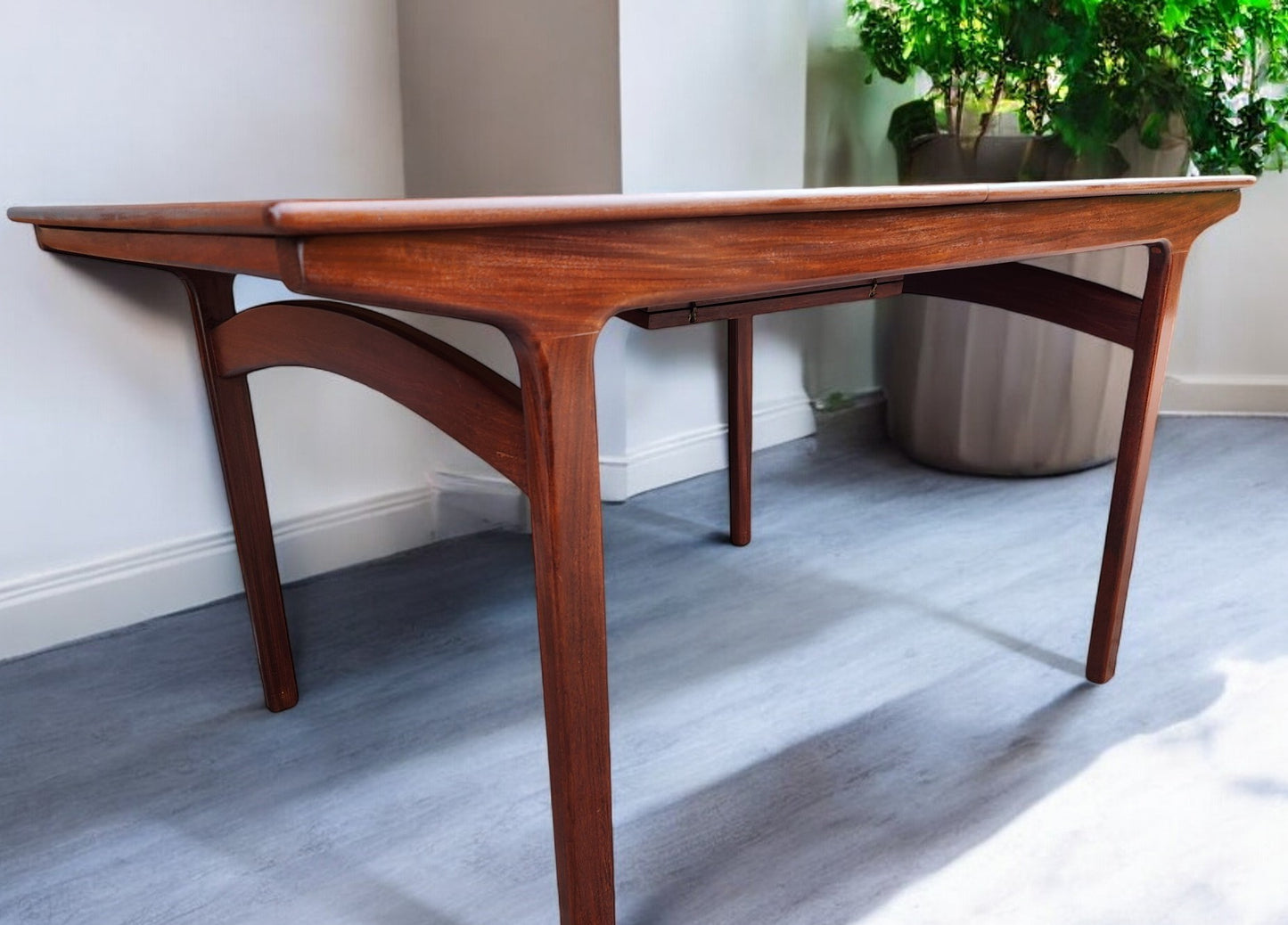 REFINISHED Mid Century Modern Teak & Afromosia Extension Table by McIntosh, UK 56"-74"