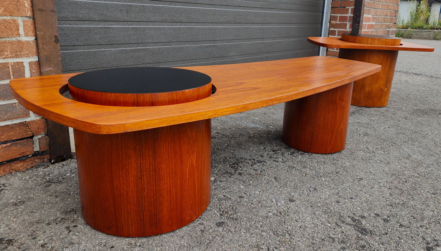 REFINISHED Mid Century Modern Teak Martini Coffee Table by RS Associates