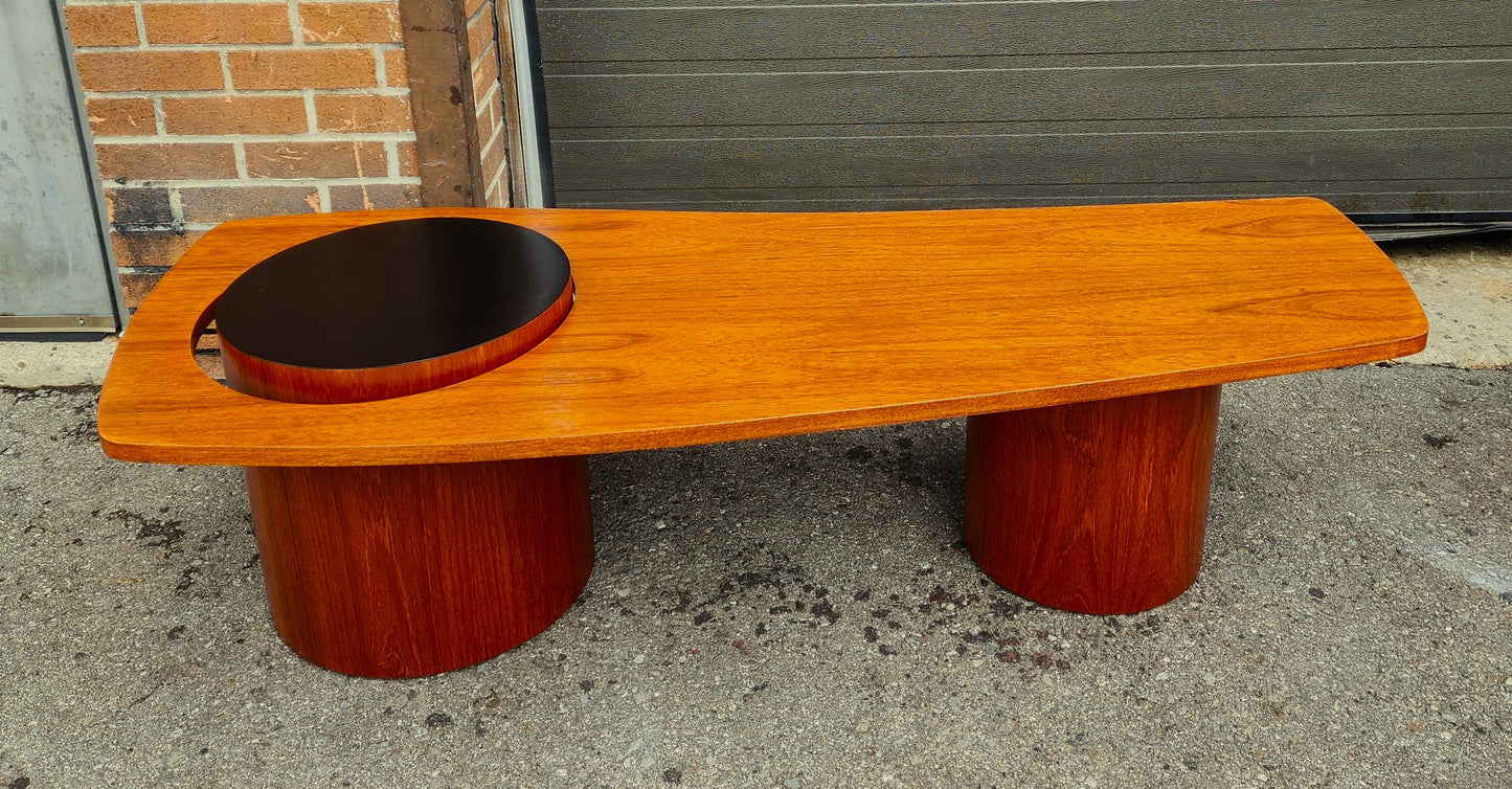 REFINISHED Mid Century Modern Teak Martini Coffee Table by RS Associates