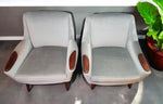 2 REFINISHED REUPHOLSTERED in Wool Mohair Teak Mid Century Modern Lounge Chairs 6