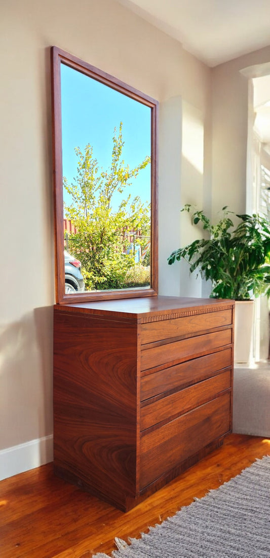REFINISHED Art Deco Walnut Tallboy & free Mirror 30"