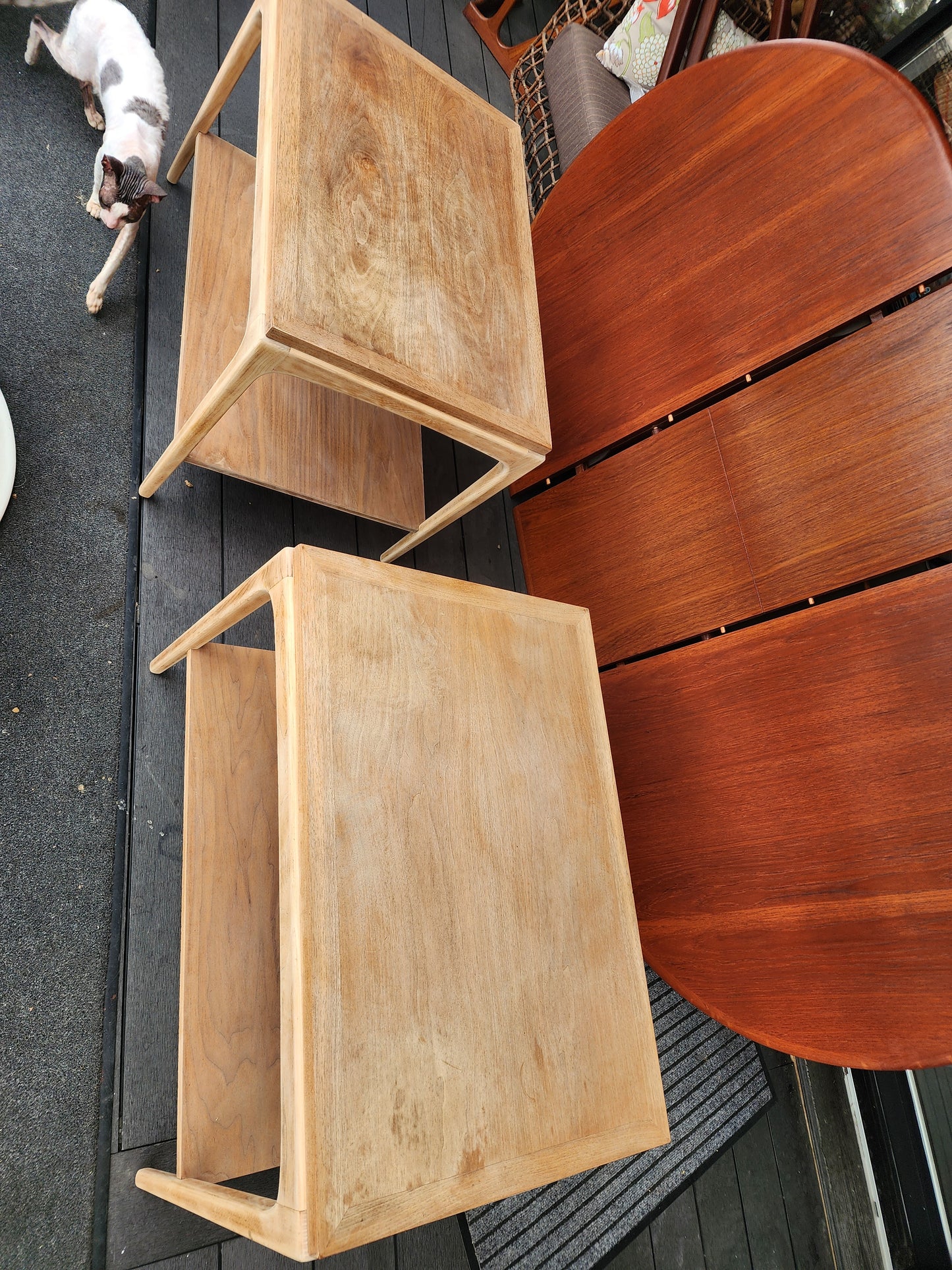 2 REFINISHED Mid Century Modern Walnut Accent Tables by Lane