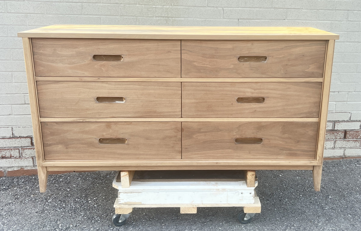 REFINISHED Mid Century Modern Walnut Dresser 6 Drawers by Gibbard 58