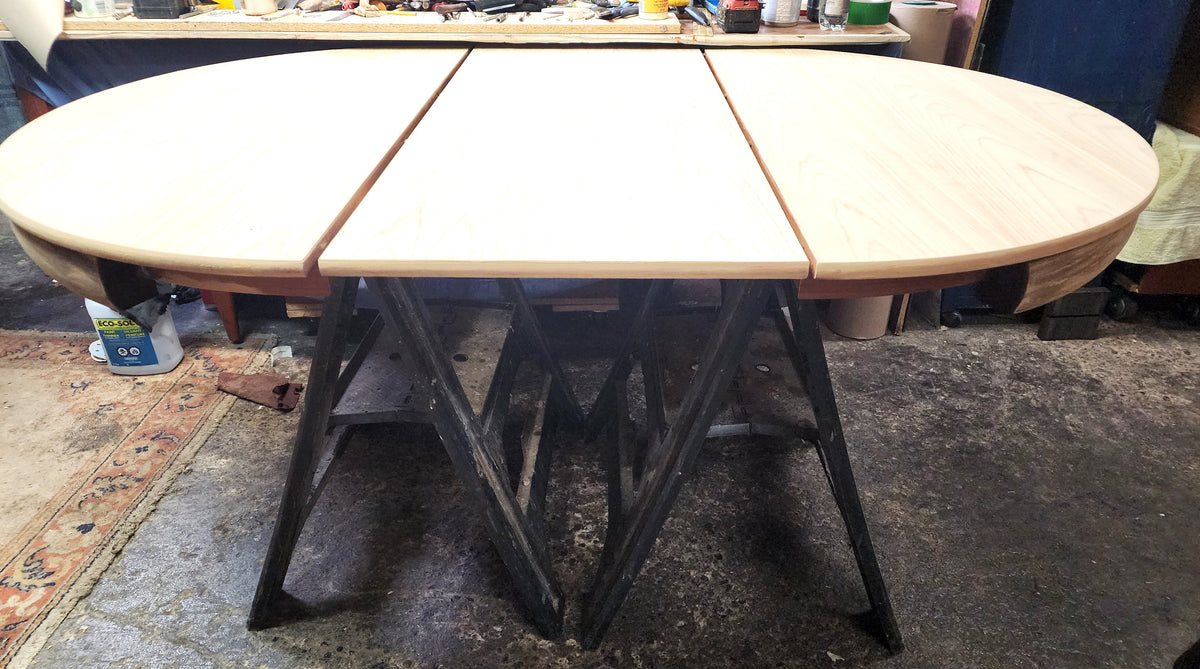 REFINISHED Danish MCM Roundette Teak Extension Table & 6 Chairs (4-legged) by Hans Olsen