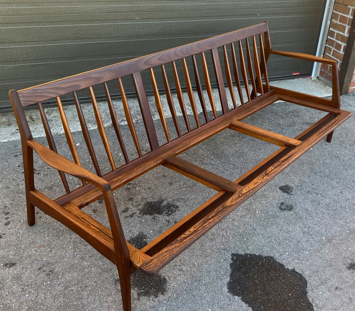 REUPHOLSTERED REFINISHED Mid Century Modern Teak 3-Seater Sofa by R. Huber