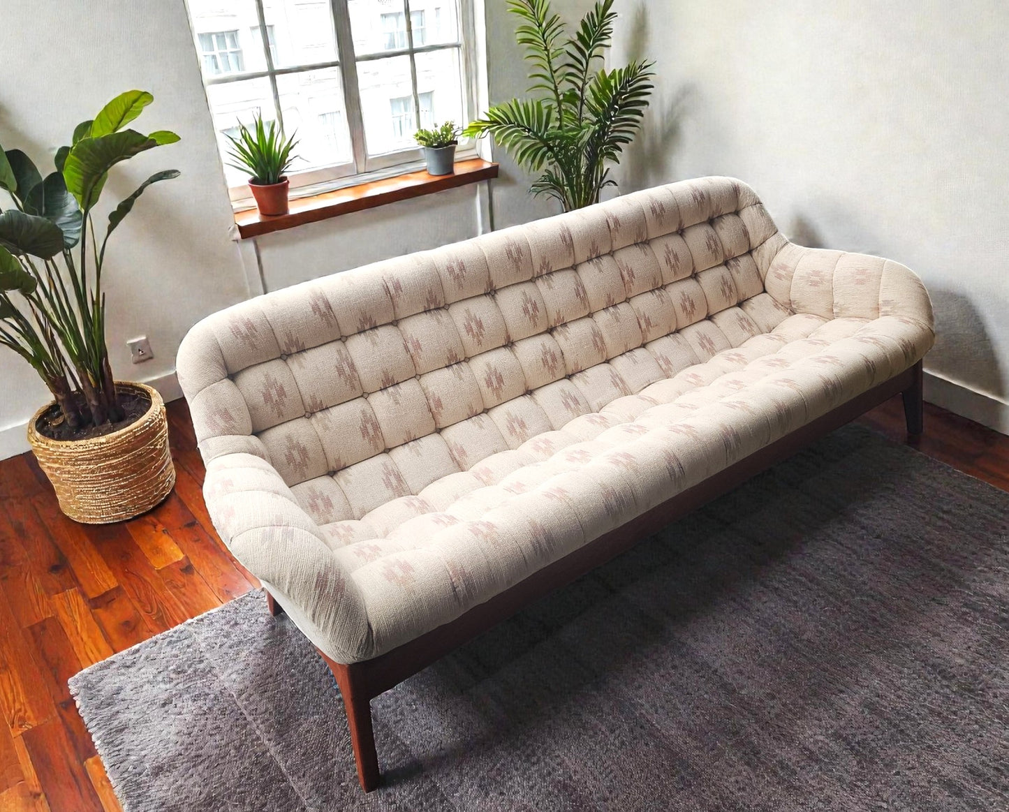 REFINISHED Mid Century Modern R.Huber Teak Scoop Sofa