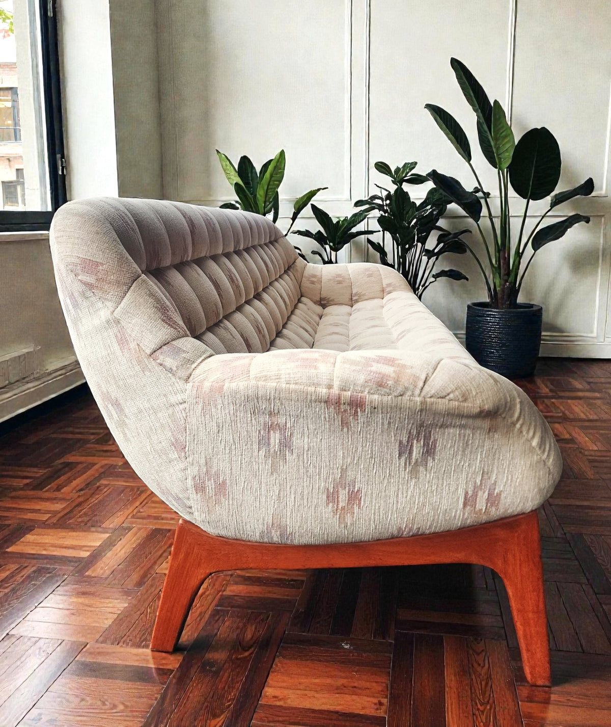REFINISHED Mid Century Modern R.Huber Teak Scoop Sofa