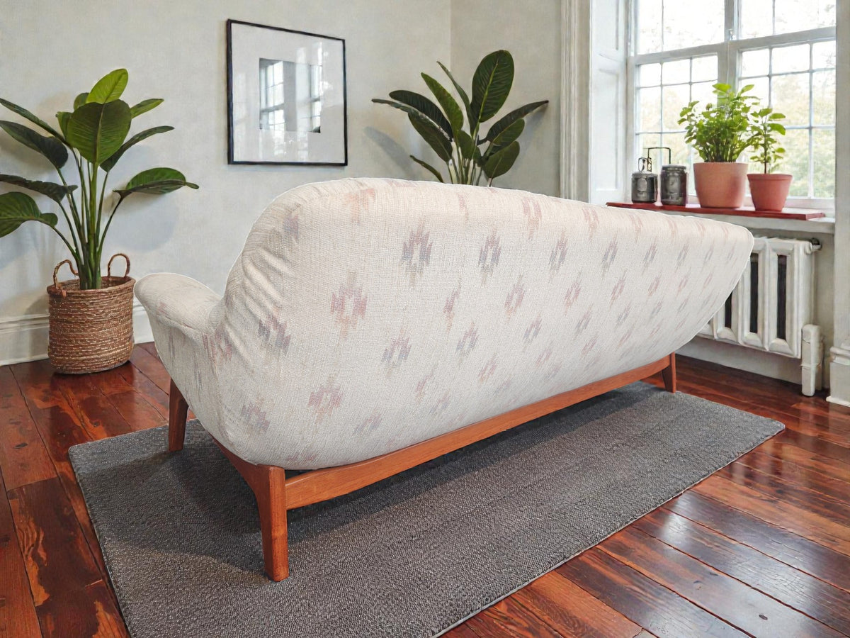 REFINISHED Mid Century Modern R.Huber Teak Scoop Sofa