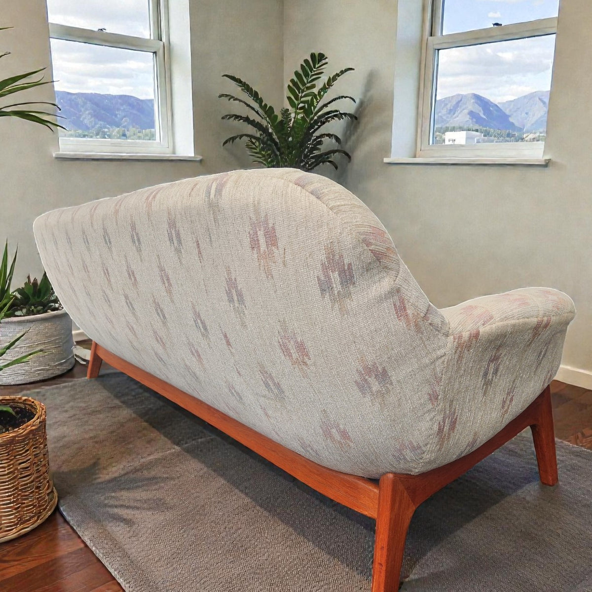 REFINISHED Mid Century Modern R.Huber Teak Scoop Sofa