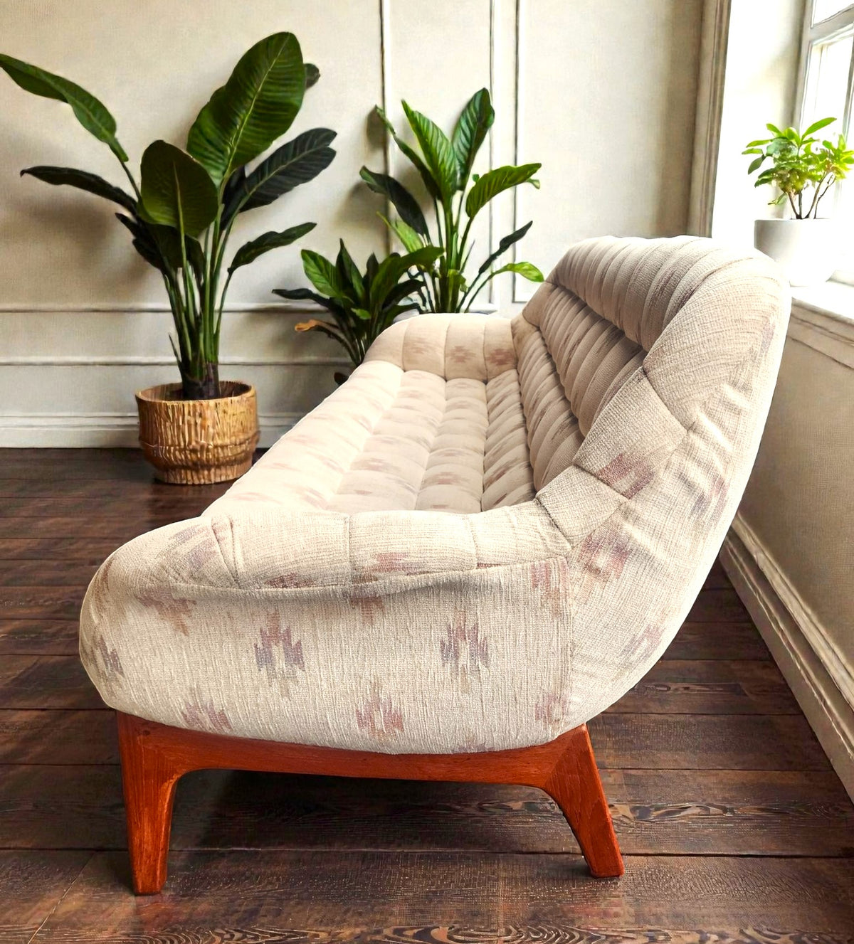 REFINISHED Mid Century Modern R.Huber Teak Scoop Sofa