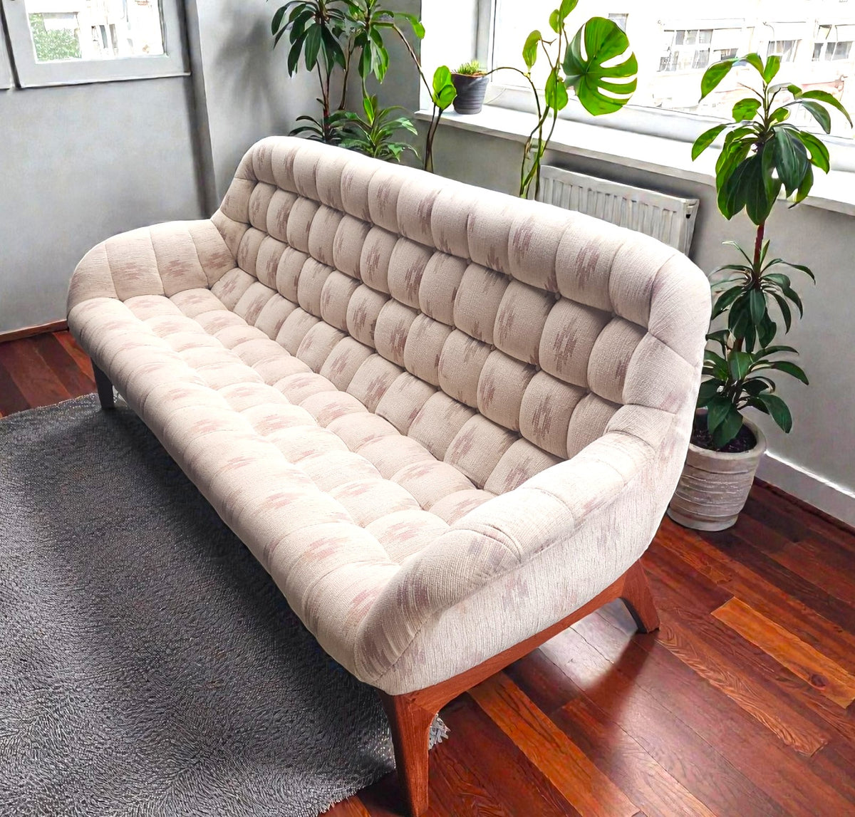 REFINISHED Mid Century Modern R.Huber Teak Scoop Sofa
