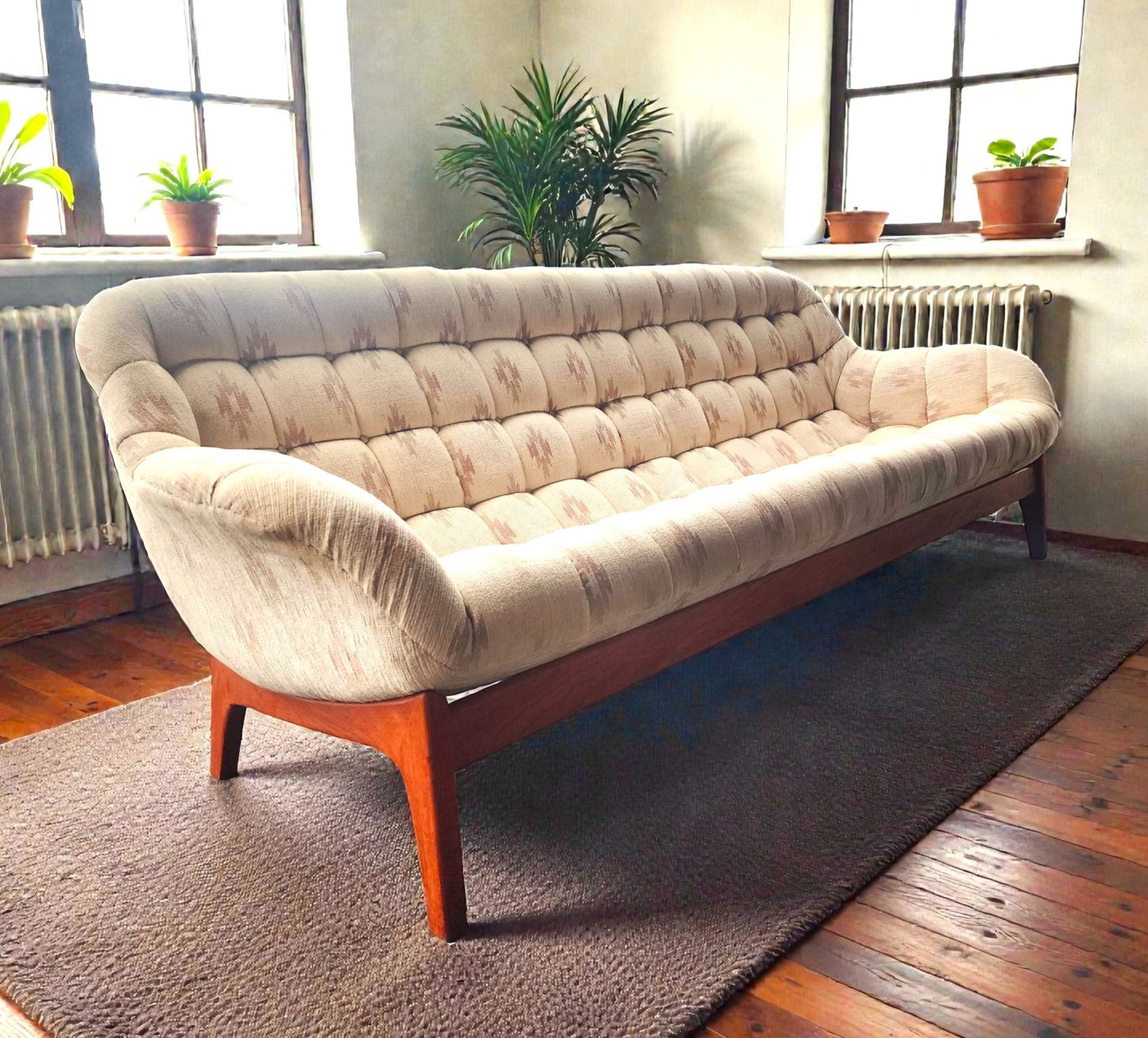 REFINISHED Mid Century Modern R.Huber Teak Scoop Sofa