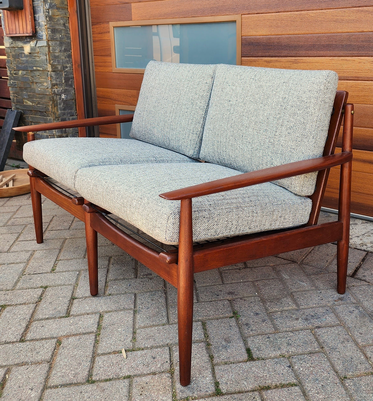 Choose Fabric! REFINISHED Danish MCM Teak Two-Seater Sofa by Arne Vodder for Glostrup