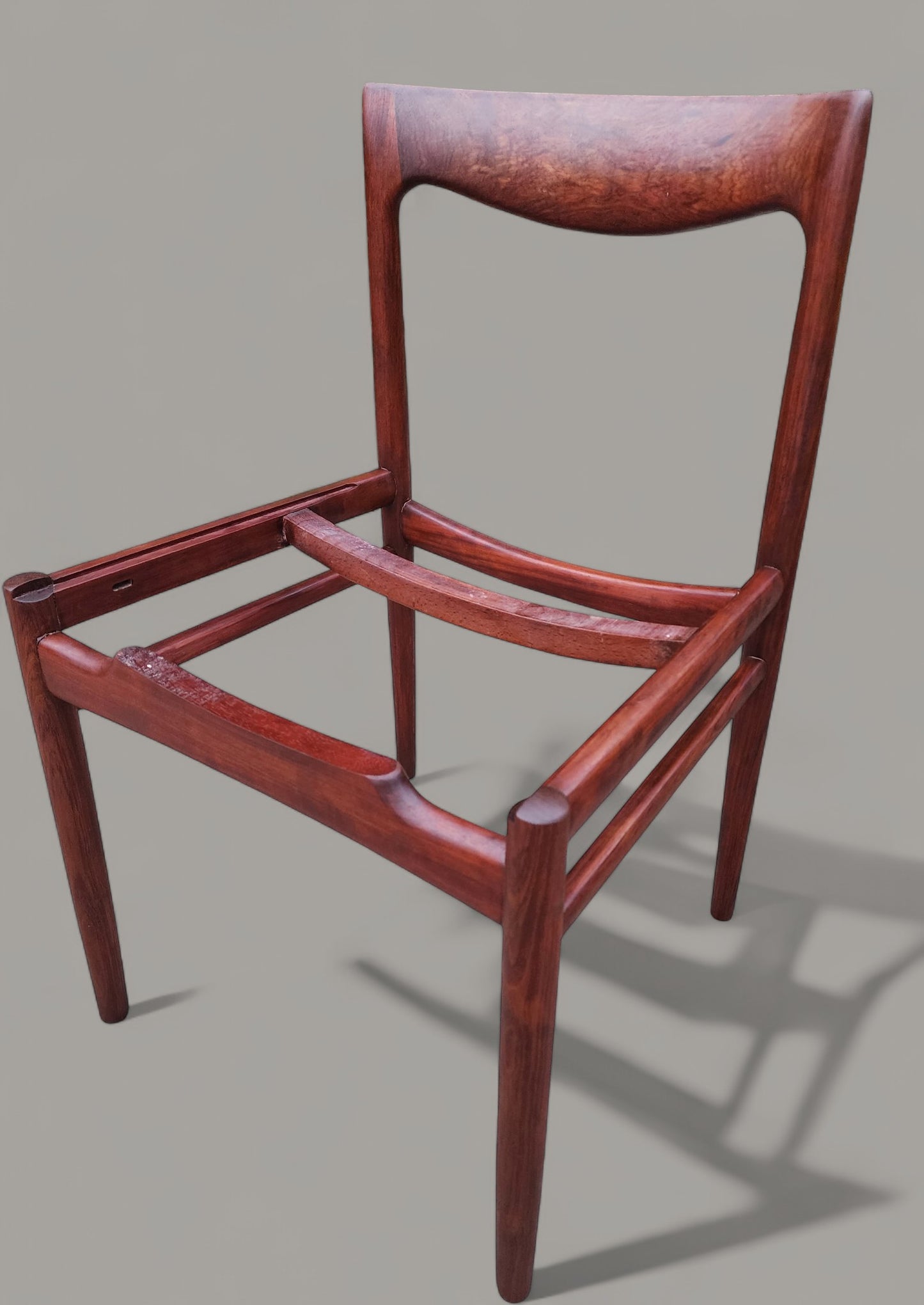 2 REFINISHED will be REUPHOLSTERED Mid Century Modern Rosewood Chairs by Lübke