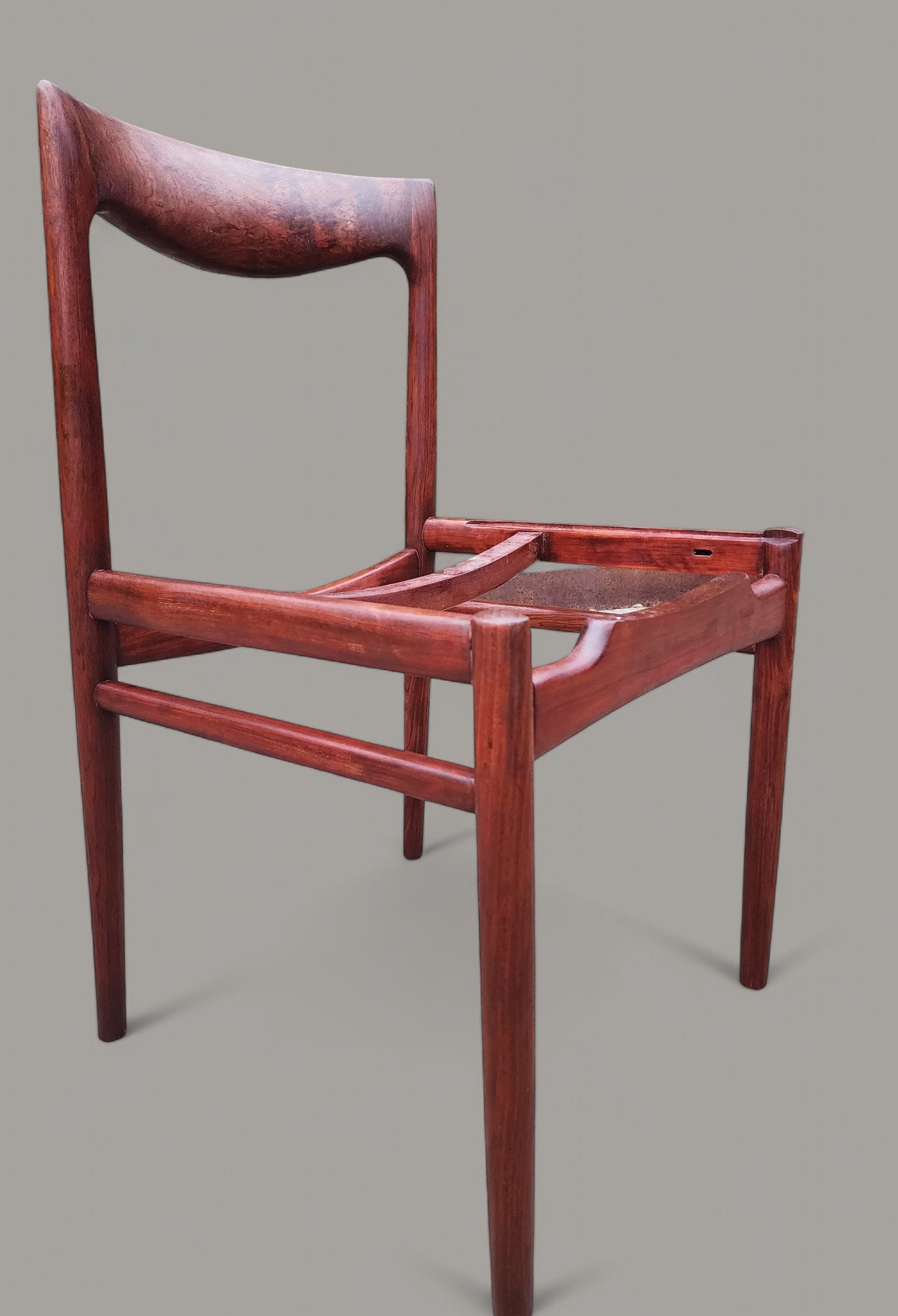 2 REFINISHED will be REUPHOLSTERED Mid Century Modern Rosewood Chairs by Lübke