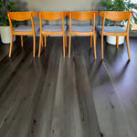 Mid Century Modern Toronto set of four Danish oak dining chairs with teak backrests and light grey upholstered seats 10