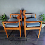 Mid Century Modern Toronto Danish teak and oak armchairs with blue upholstered seats in a mid-century style 14