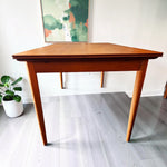 Mid Century Modern Toronto refinished Danish teak and oak extendable dining table with tapered legs 7