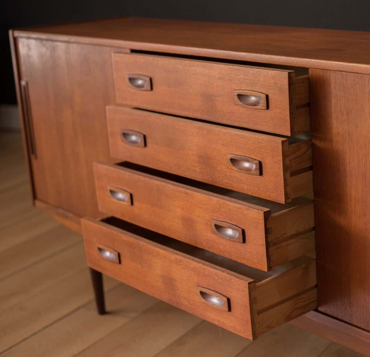 REFINISHED Danish Mid Century Teak Sideboard Credenza Buffet 72