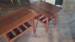 2 REFINISHED MCM SOLID Teak Accent Tables with Shelves by Imperial 13