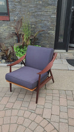 REFINISHED Danish Mid Century Modern Solid Afromosia Lounge Chair 15