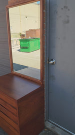 REFINISHED Art Deco Walnut Tallboy & free Mirror 30