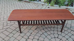 REFINISHED  Mid Century Modern Teak Coffee Table with Slatted Shelf 5 ft 4