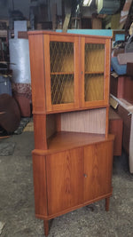 RESTORED Danish Mid Century Modern Teak Corner Cabinet w Bar 15