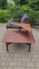 REFINISHED Mid Century Modern Solid Afromosia Corner Two-Tier Table by Imperial 13