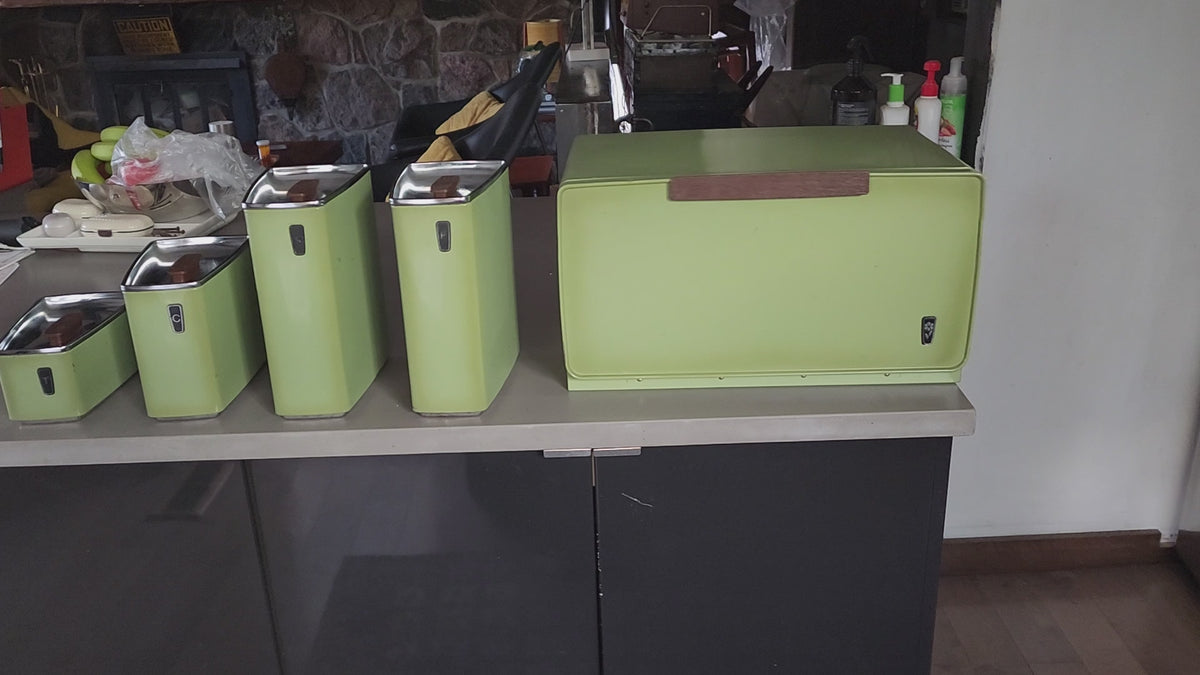 Video of Mid-Century Modern Kitchen Storage Set Avocado Green