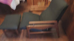REFINISHED Mid Century Modern Walnut Recliner with Ottoman 11