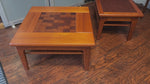 REFINISHED Danish Mid Century Modern Teak Accent Table w Inlay & Shelf 15