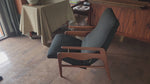 REFINISHED Mid Century Modern Walnut Recliner with Ottoman 12