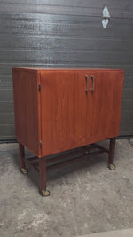REFINISHED Swedish Mid Century Modern Teak Record Cabinet on Casters 14